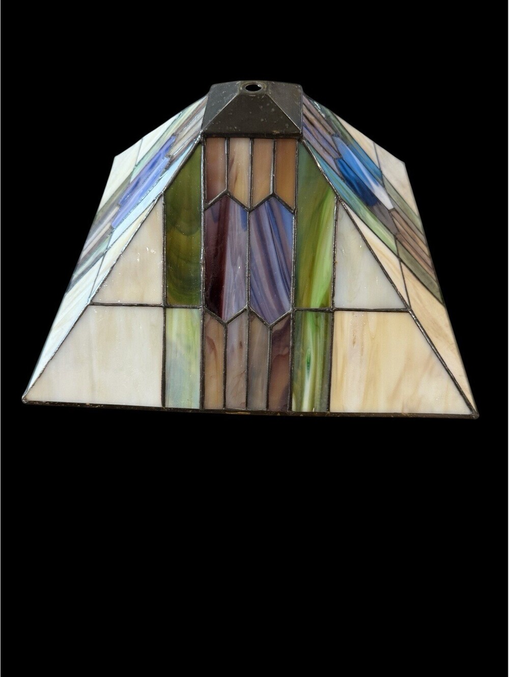 TIFFANY STYLE STAINED GLASS GEOMETRIC SQUARE LAMP SHADE 12IN 8IN E26